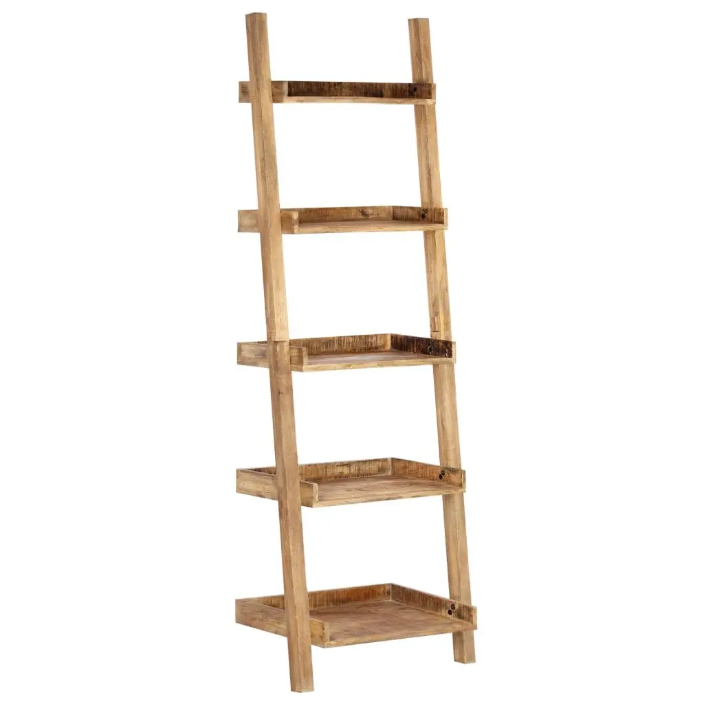 Ladder Shelf 5-Tier Brown Standing Bookcase Storage Shelving Display Rack