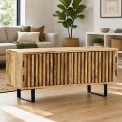 Brown TV Cabinet Dimensions 90x30x40 cm in Solid Mango Wood