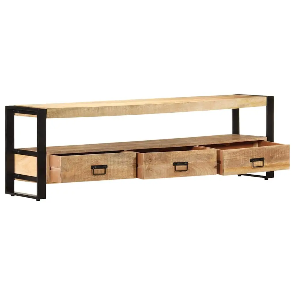 TV Cabinet 150x30x45 cm Solid Mango Wood Rustic Lowboard Storage Drawers