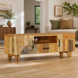 TV Cabinet Dimensions: 120x30x40 cm, Solid Reclaimed Wood