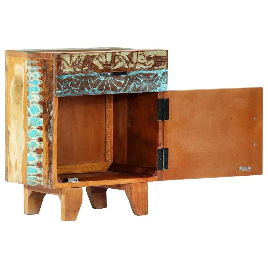 Bedside Cabinet Solid Reclaimed Wood Nightstand 40cm Width 30cm Depth 50cm Height