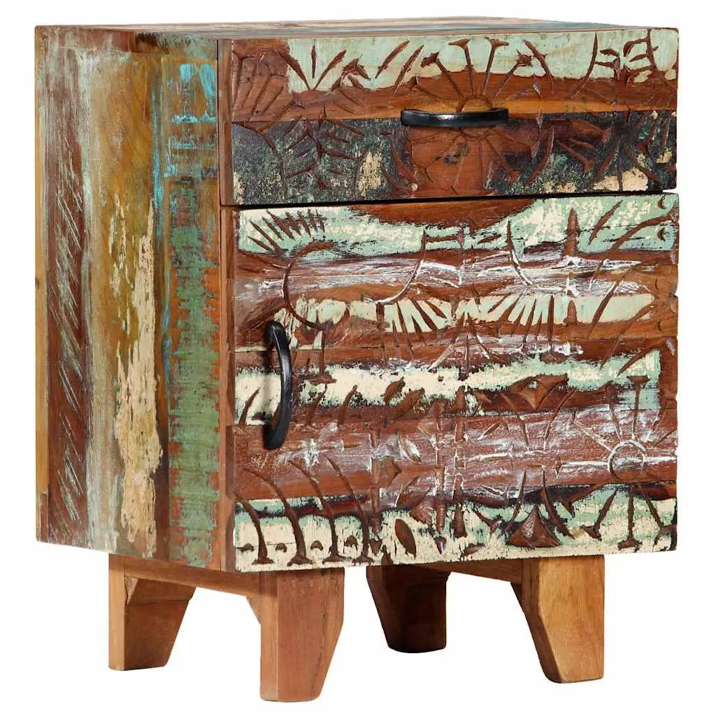 Bedside Cabinet Solid Reclaimed Wood Nightstand 40cm Width 30cm Depth 50cm Height