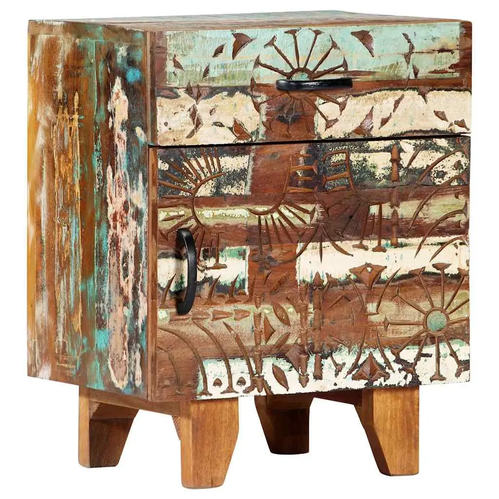 Bedside Cabinet Solid Reclaimed Wood Nightstand 40cm Width 30cm Depth 50cm Height