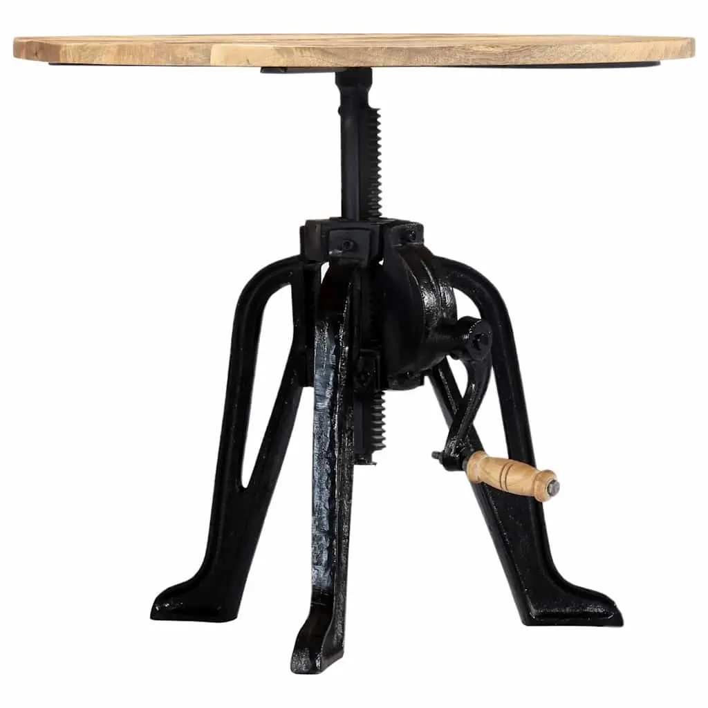 End Table Adjustable Height 46-63cm Solid Mango Wood Cast Iron Base Side Table