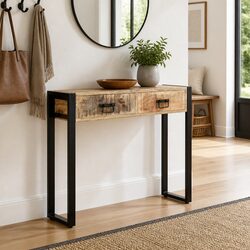 Console Table 90x30x75 cm Solid Mango Wood Hall Entry Accent Furniture Brown