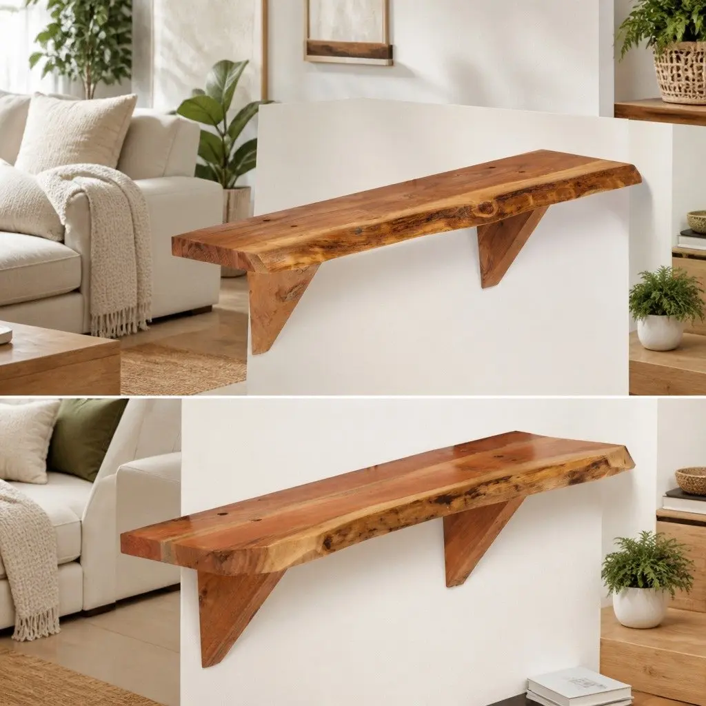 Wall Shelves for Home 60x20x18 cm Solid Acacia Wood Brown Rustic Display Storage 2 Piece