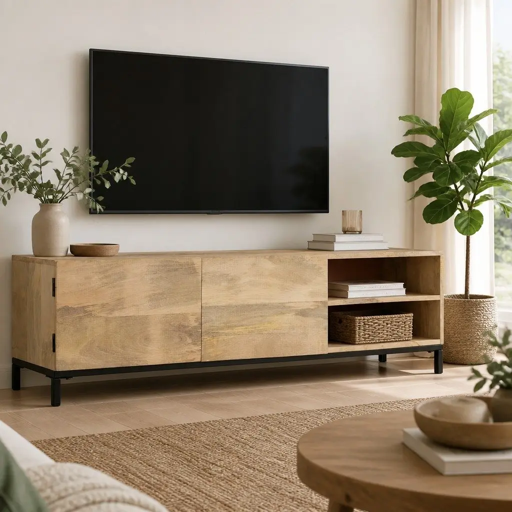 HiFi Storage Unit 145W x 30D x 41H cm Brown Mango Wood