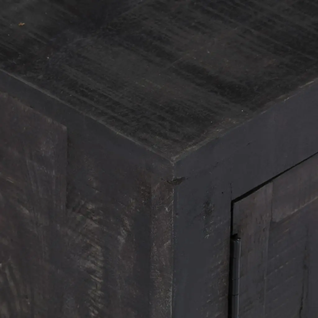 TV Cabinet Black Living Room 118x30x40cm Solid Mango Wood Storage Unit