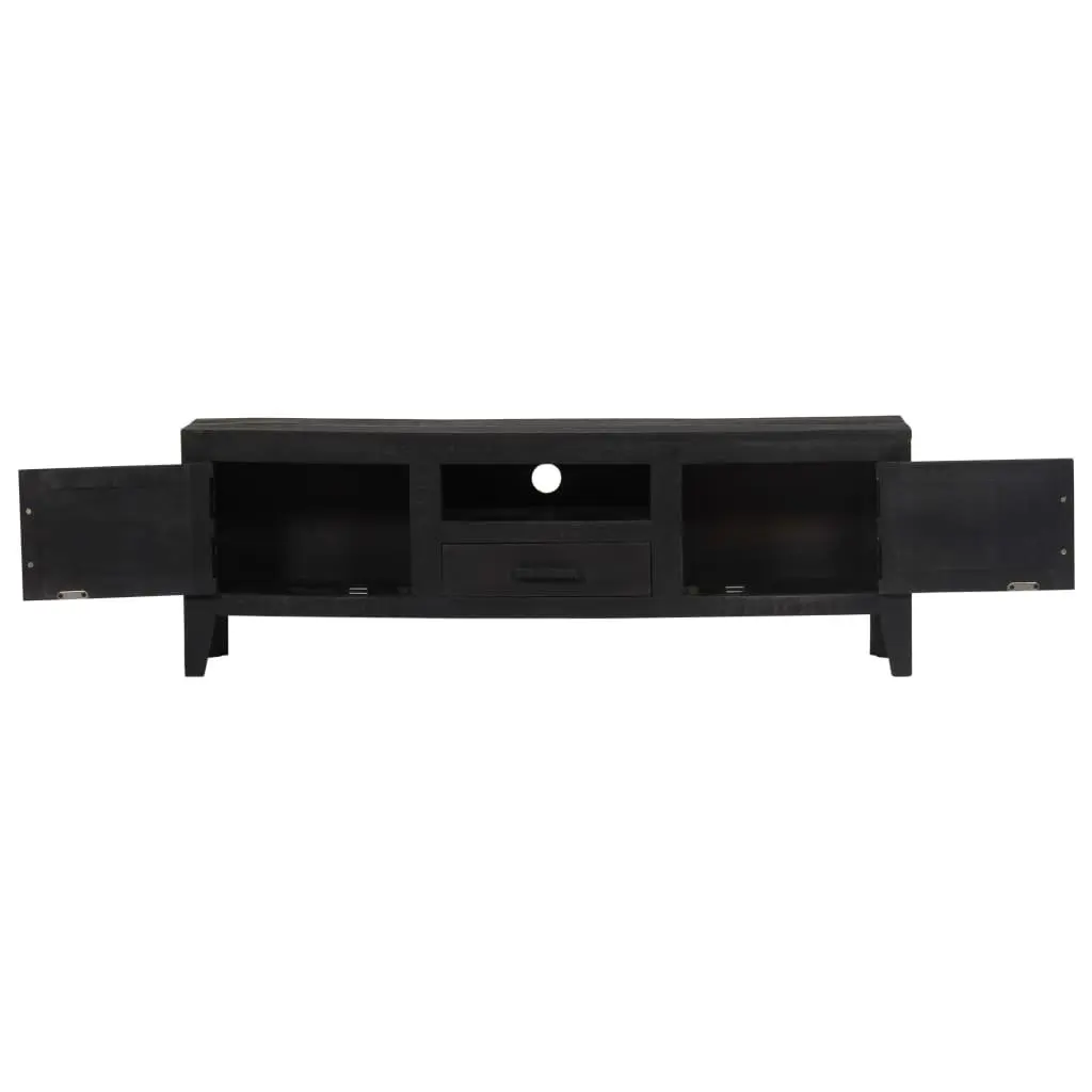 TV Cabinet Black Living Room 118x30x40cm Solid Mango Wood Storage Unit