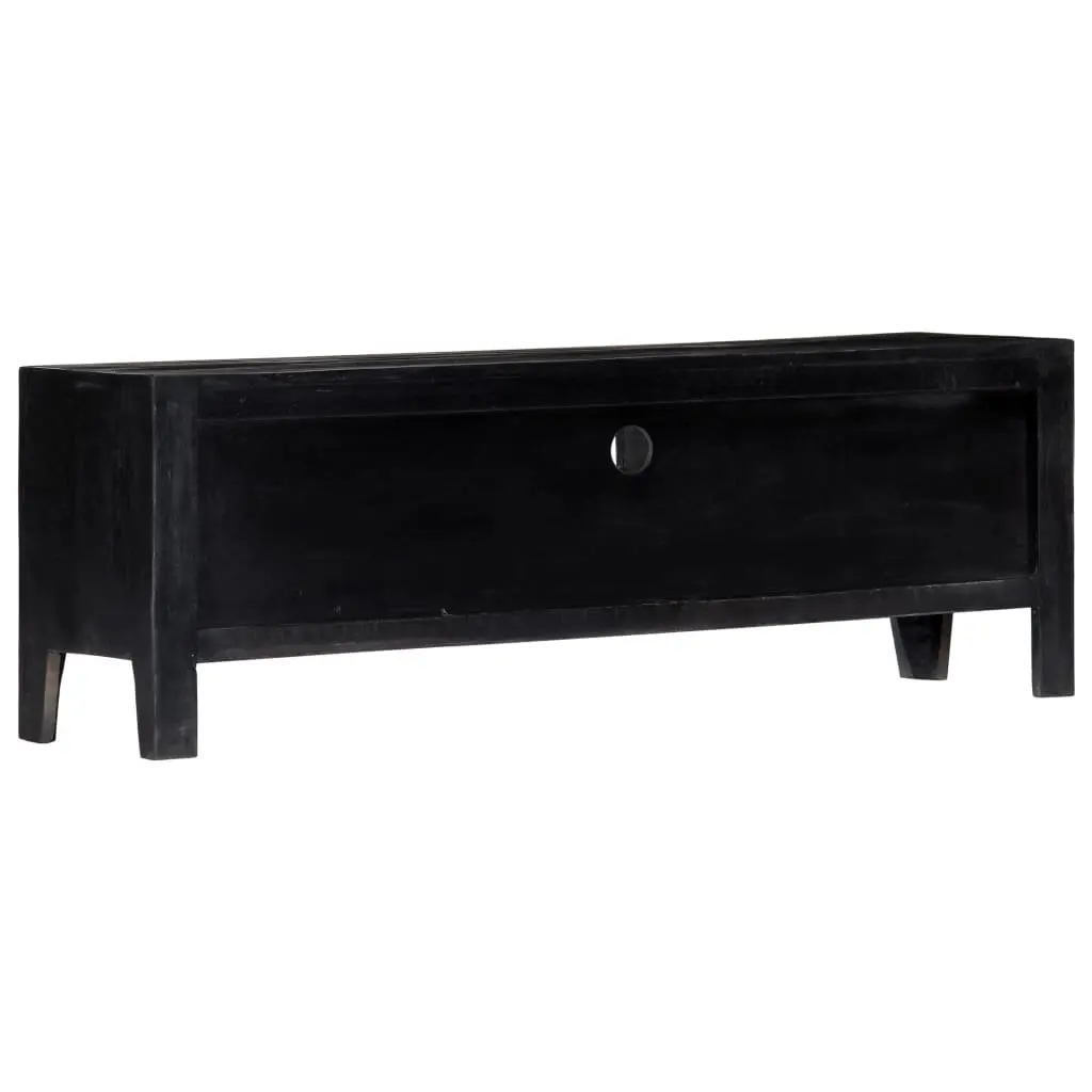 TV Cabinet Black Living Room 118x30x40cm Solid Mango Wood Storage Unit