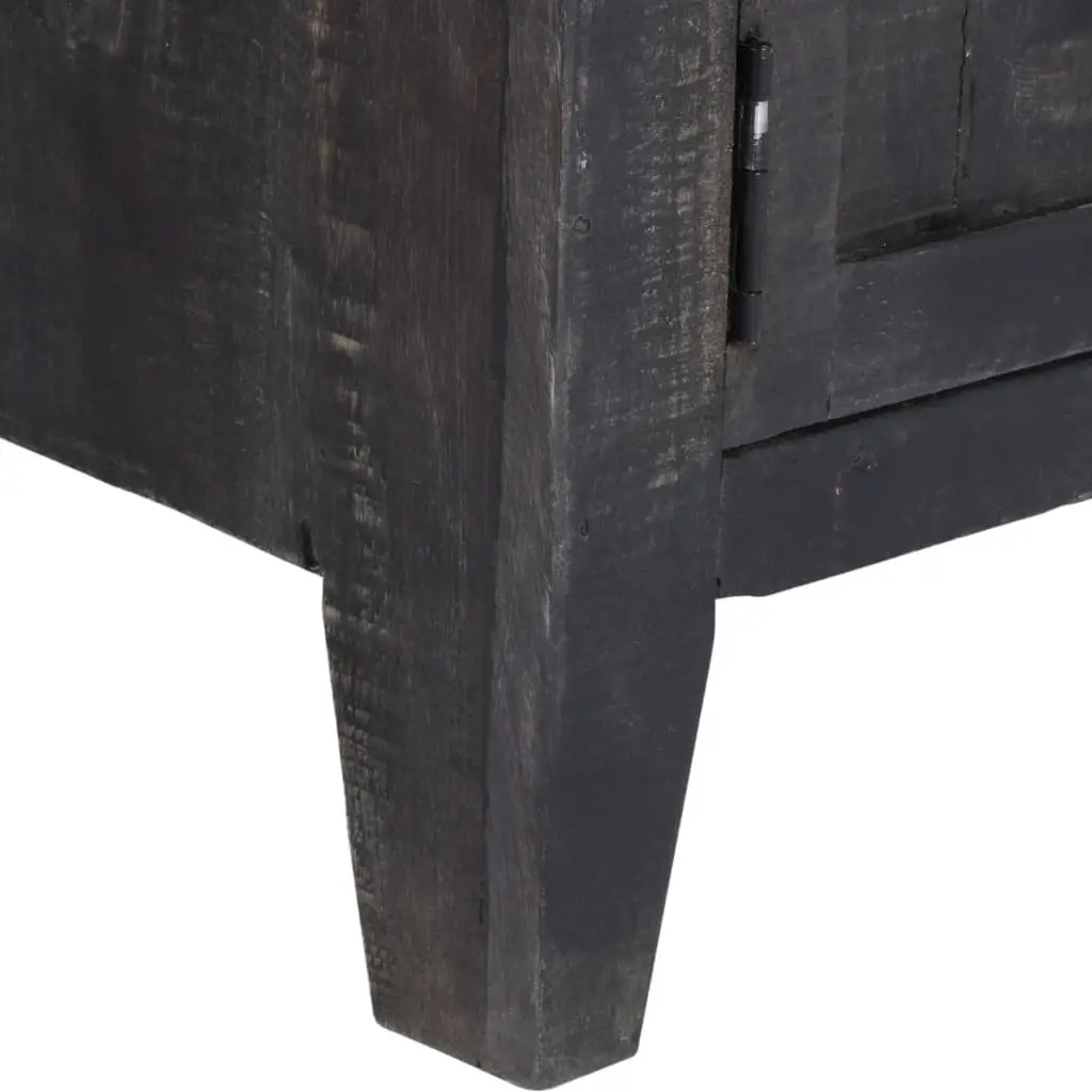 TV Cabinet Black Living Room 118x30x40cm Solid Mango Wood Storage Unit