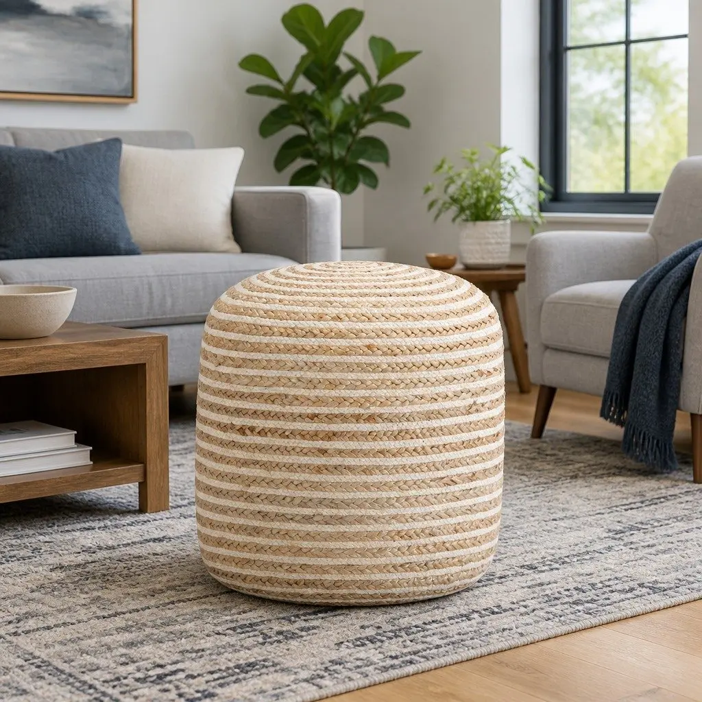 Jute Pouffe Footstool for Home Decor 40x45cm