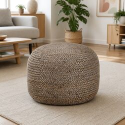 Grey Pouffe Footstool - Dimensions 45 x 30 cm