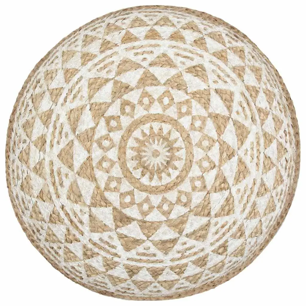 Handmade Pouffe Footstool White Braided Jute Foot Rest Comfortable Home Decor