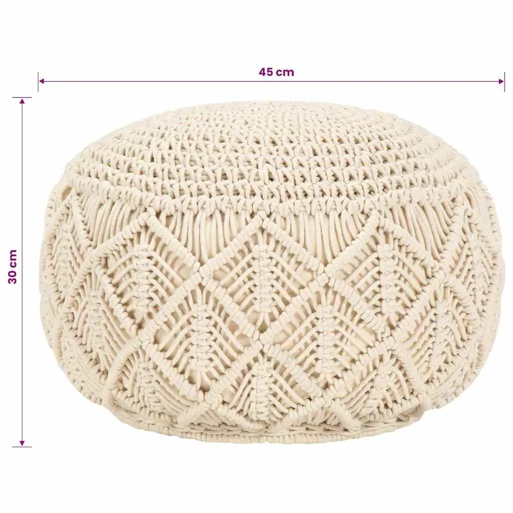 Macrame Pouffe Footstool Living Room Bedroom 45x30cm