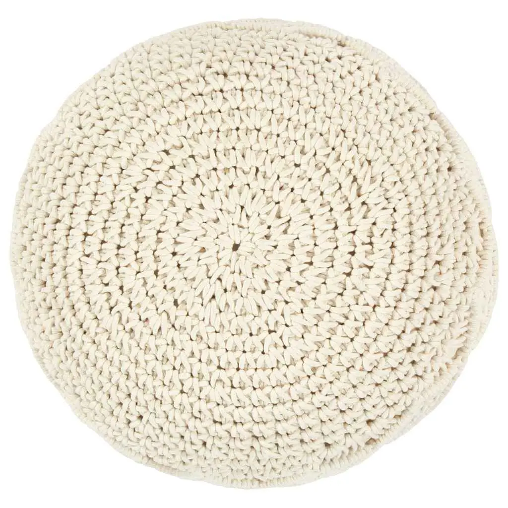 Macrame Pouffe Footstool for Home Decor 45 x 30 cm Beige Cotton Braided