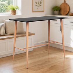 Black Kitchen Bar Table with MDF Top and Metal Legs