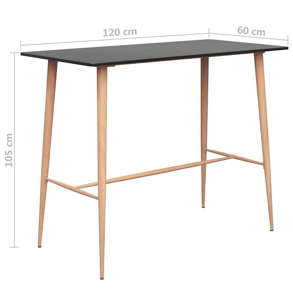 Bar Table Black Kitchen Dining Counter Height 120 x 60 x 105 cm
