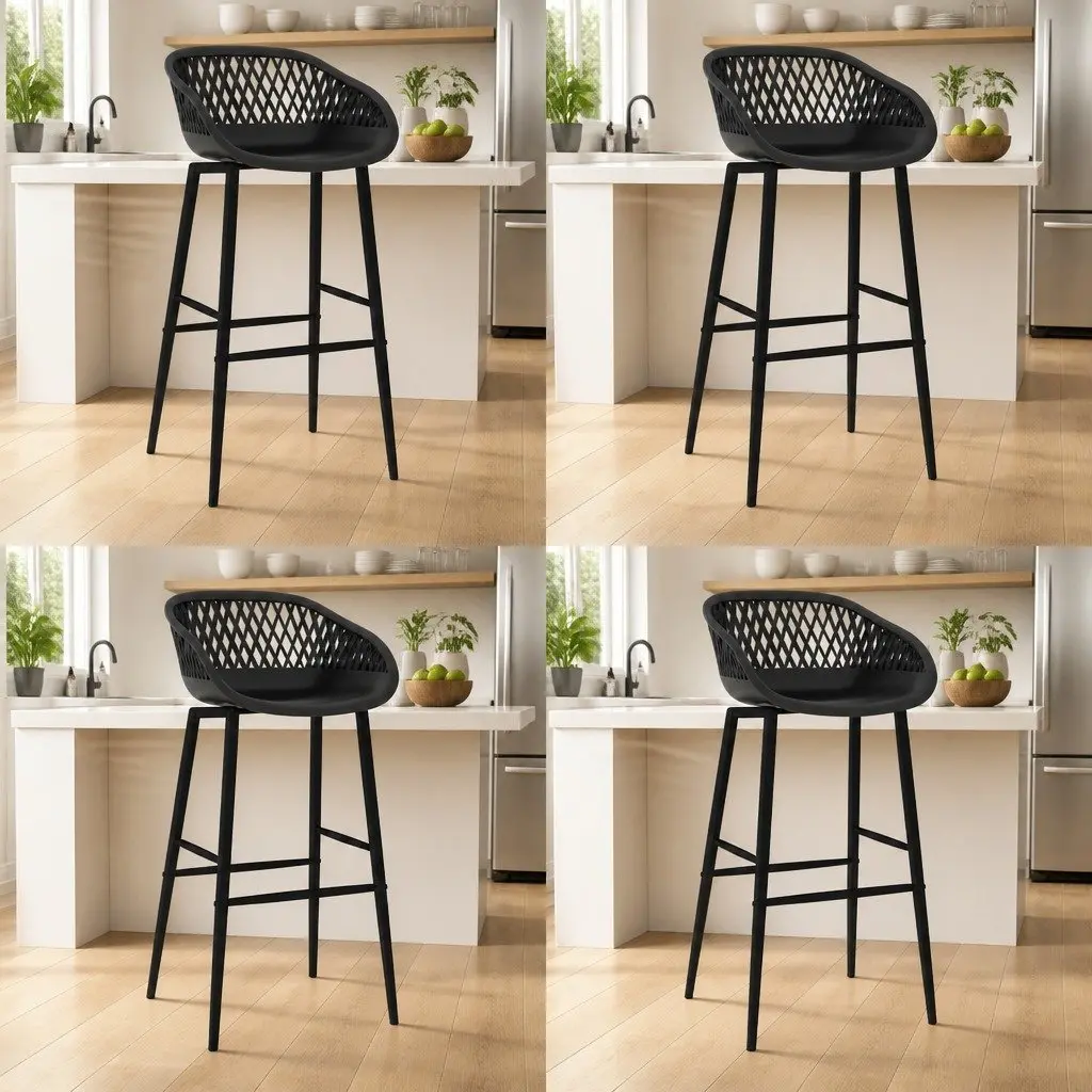 Bar Stools Set for Kitchen Dining Black 4 Piece