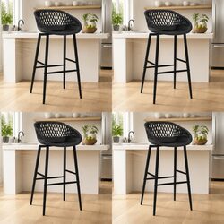 Black Bar Stool Set of 4: Ergonomic & Sturdy