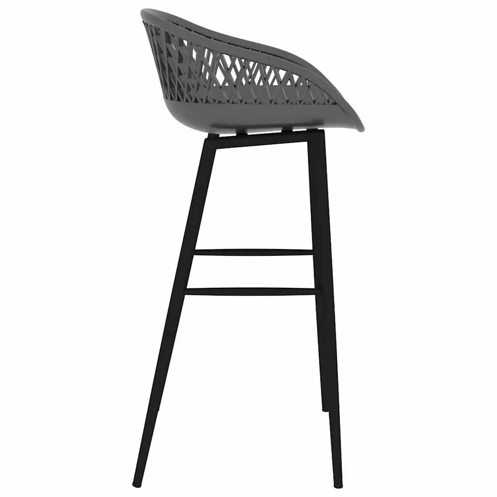 4 Ergonomic Grey Bar Stools with Metal Legs