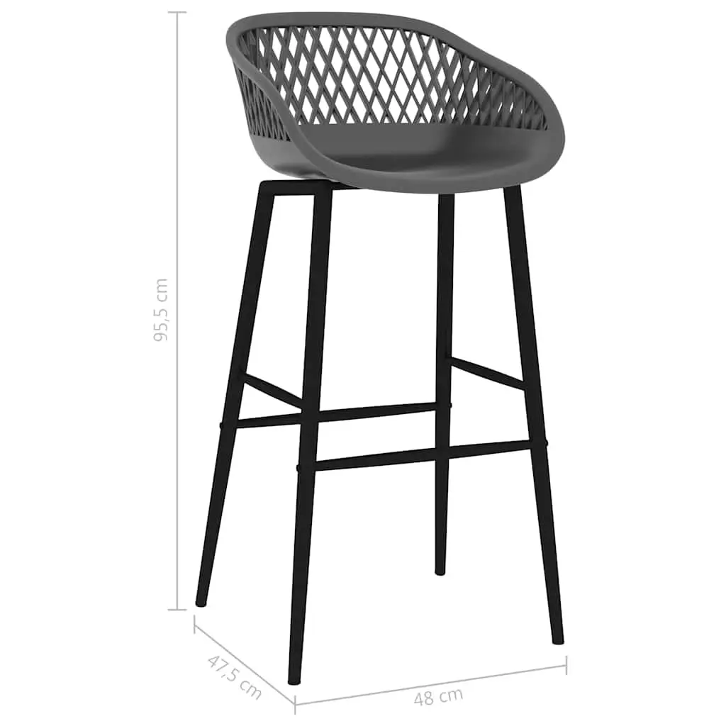 4 Ergonomic Grey Bar Stools with Metal Legs