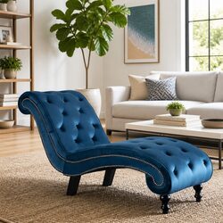 Specifications of Blue Velvet Chaise Lounge Chair