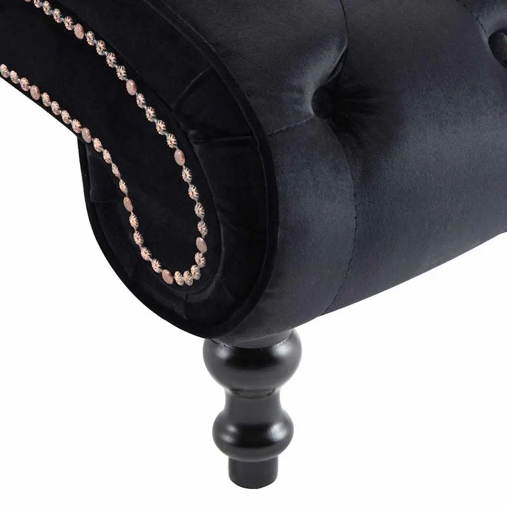 Chaise Lounge Black Velvet Accent Chair Ergonomic Scroll Design Button Tufted