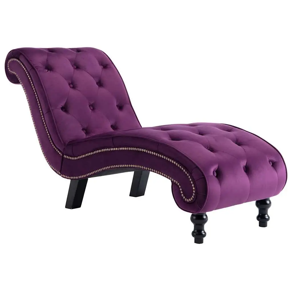 Purple Velvet Accent Chaise Lounge