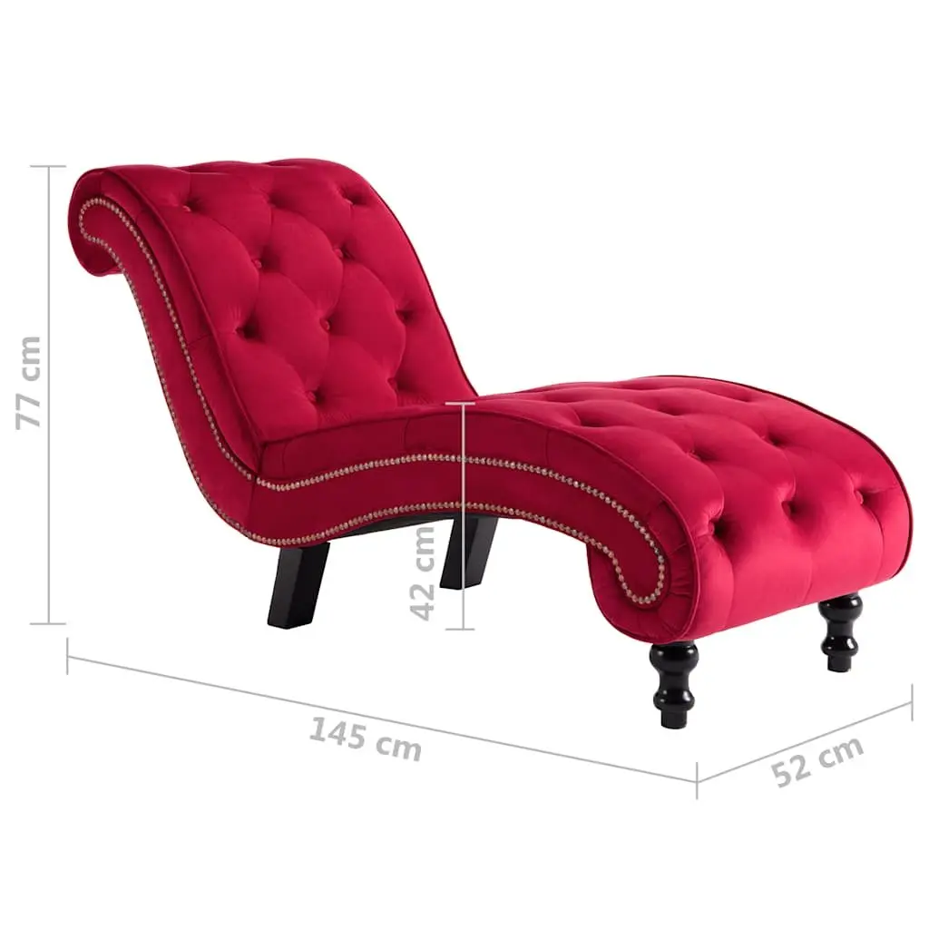 Chaise Lounge Red Velvet Button Tufted Accent Chair Living Room Furniture