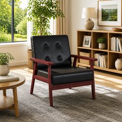 Specifications of Black Faux Leather Retro Armchair