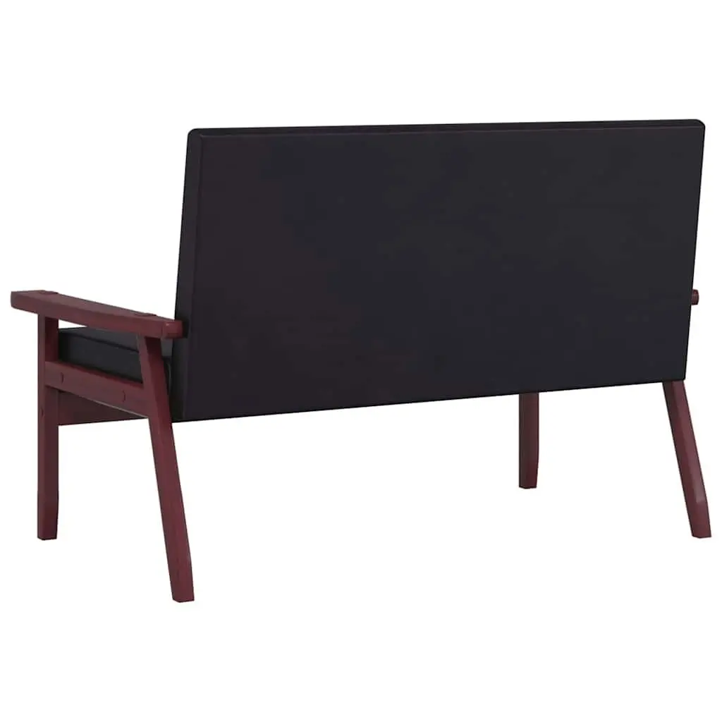Black Faux Leather 2-Seater Sofa with Sturdy Frame