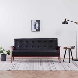3-Seater Sofa Specifications: Black Faux Leather Comfort