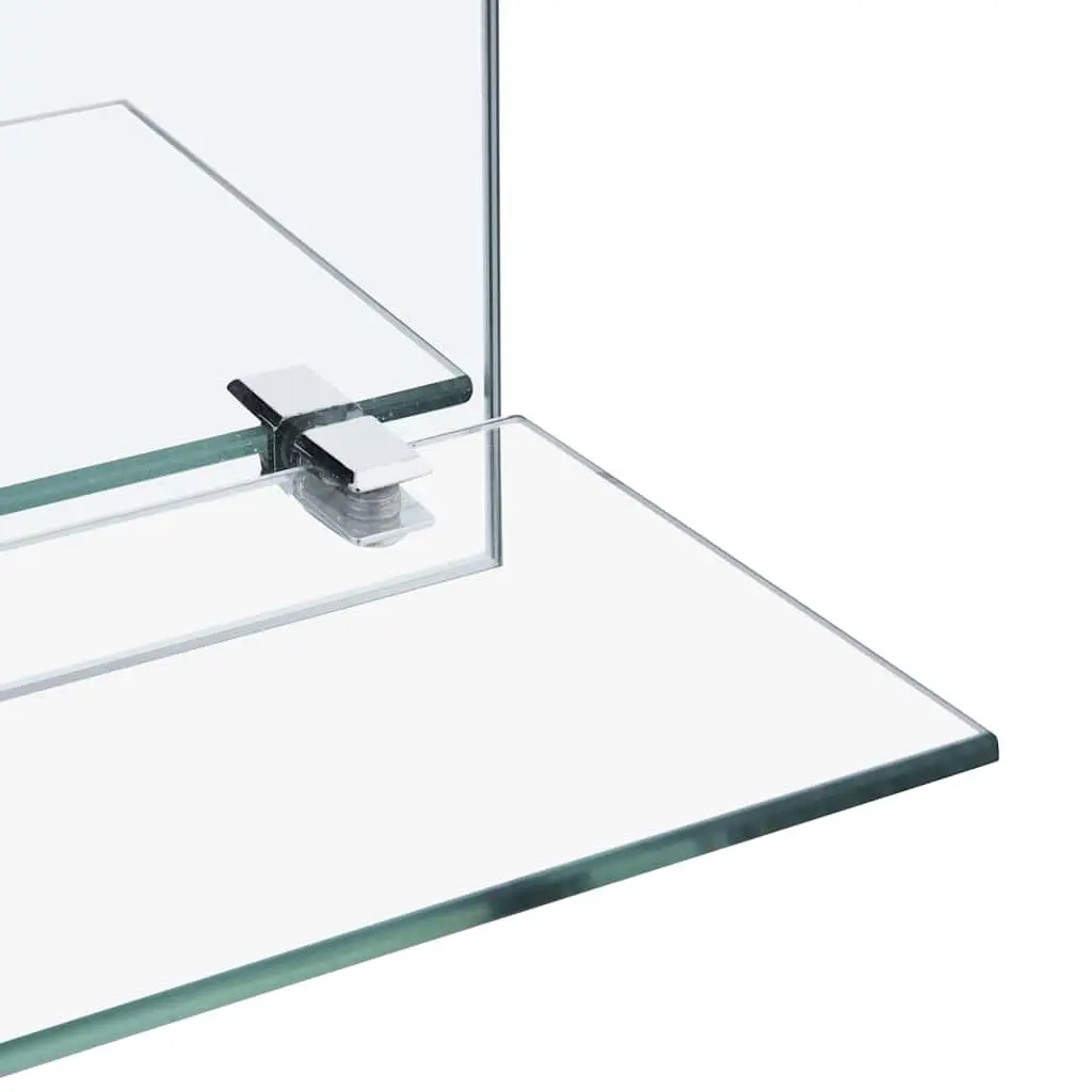 40x60cm Tempered Glass Wall Mirror with Shelf in Silver