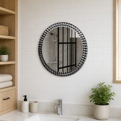 Round Wall Mirror 50cm - Tempered Glass & Silver Finish