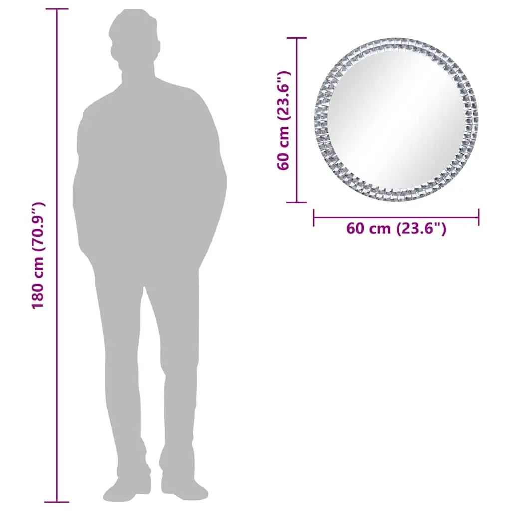 60cm Round Wall Mirror with Acrylic Rim