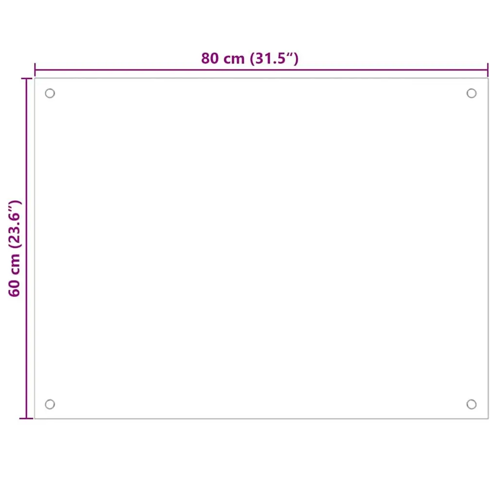 Tempered Glass Kitchen Splashback Wall Protection 80x60cm