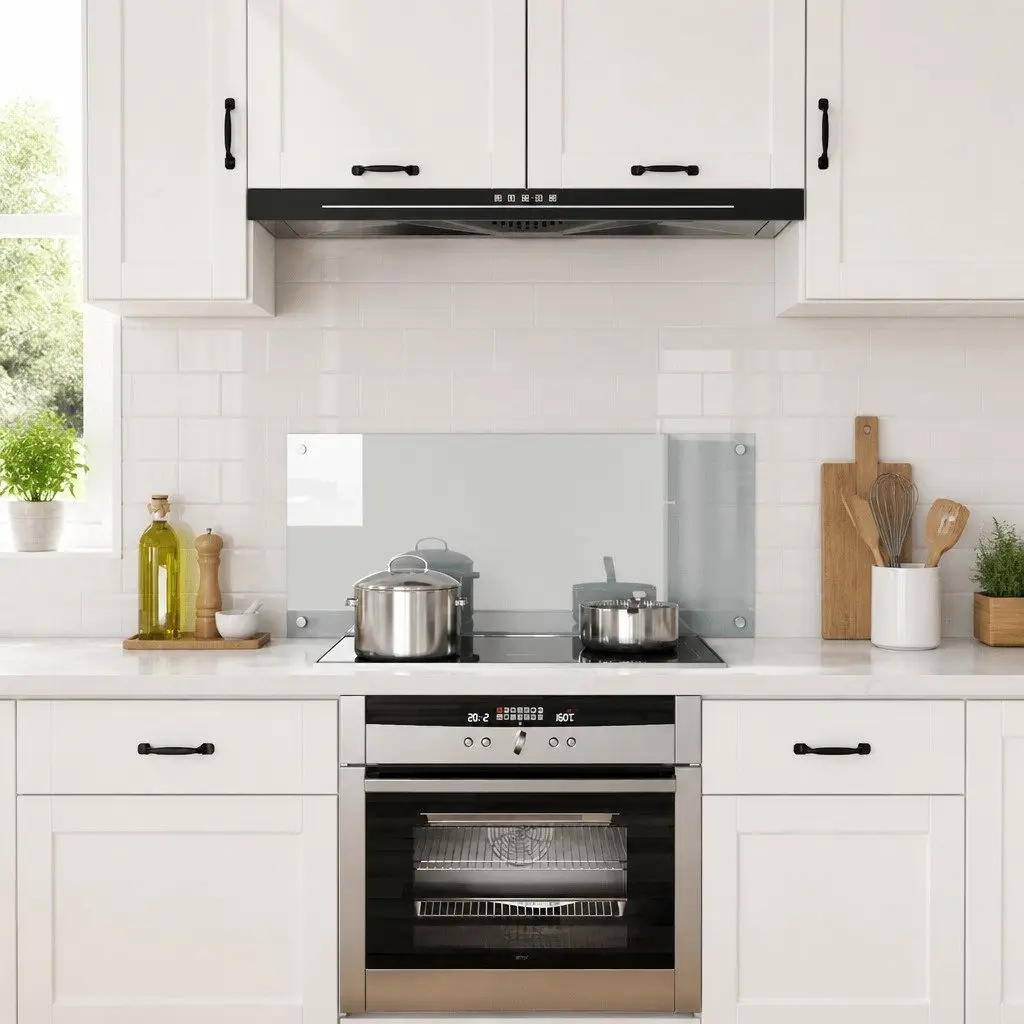 100x40cm Heat-Resistant Tempered Glass Kitchen Backsplash
