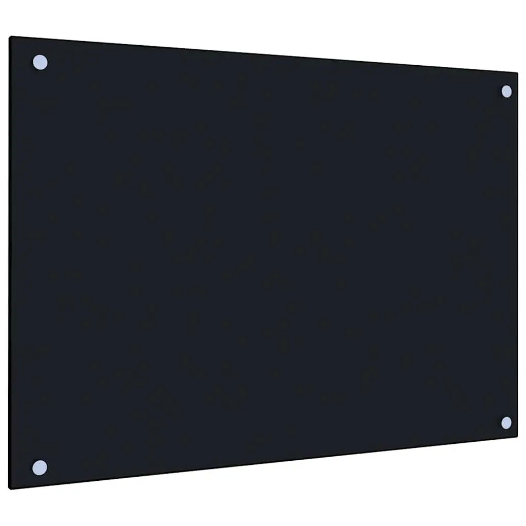 Tempered Glass Kitchen Splash Guard 70x50cm Black Heat Resistant