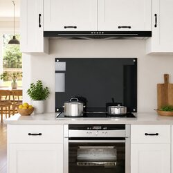 Kitchen Backsplash Tempered Glass Splash Guard 90x60 cm Black Heat Resistant