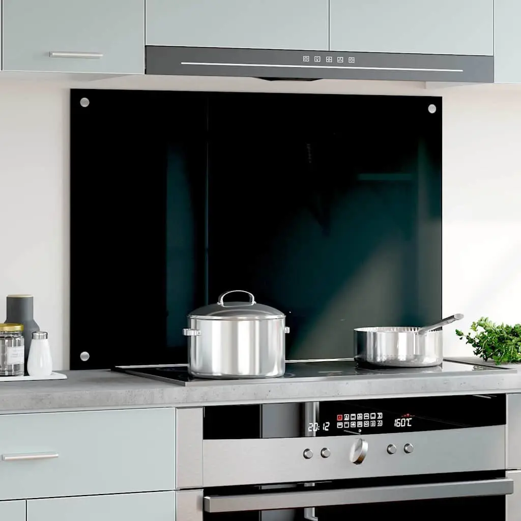 Kitchen Backsplash Splash Guard 90x60 cm Black Heat Resistant