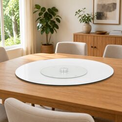Rotating Serving Plate Transparent Tempered Glass 60cm Lazy Susan Tableware