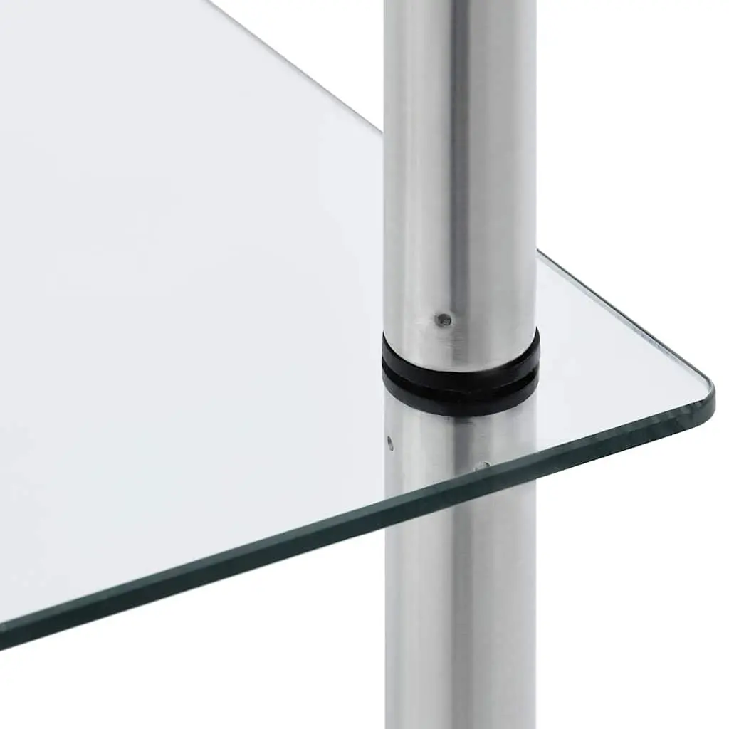 6-Tier Glass Shelf Unit for Living Room Office Bathroom 40x40x160cm Tempered Glass Display Standing Shelves