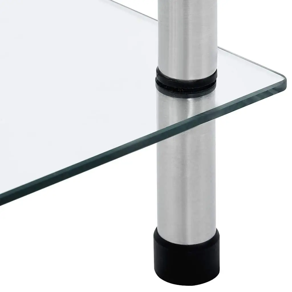 6-Tier Glass Shelf Unit for Living Room Office Bathroom 40x40x160cm Tempered Glass Display Standing Shelves