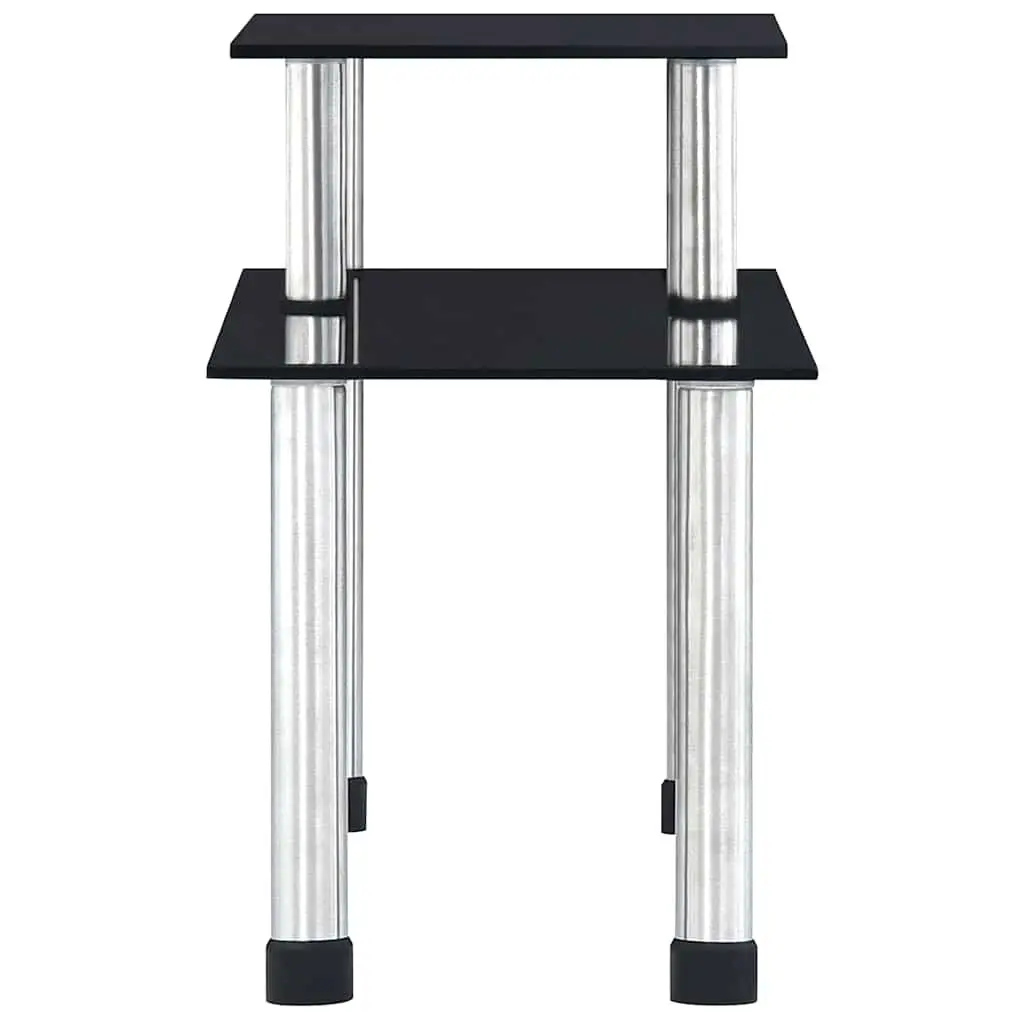 2-Tier Kitchen Shelf Black Tempered Glass Spice Rack Organiser Display Unit