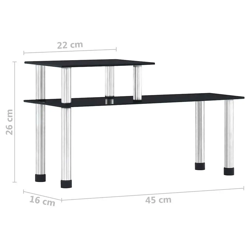 2-Tier Kitchen Shelf Black Tempered Glass Spice Rack Organiser Display Unit