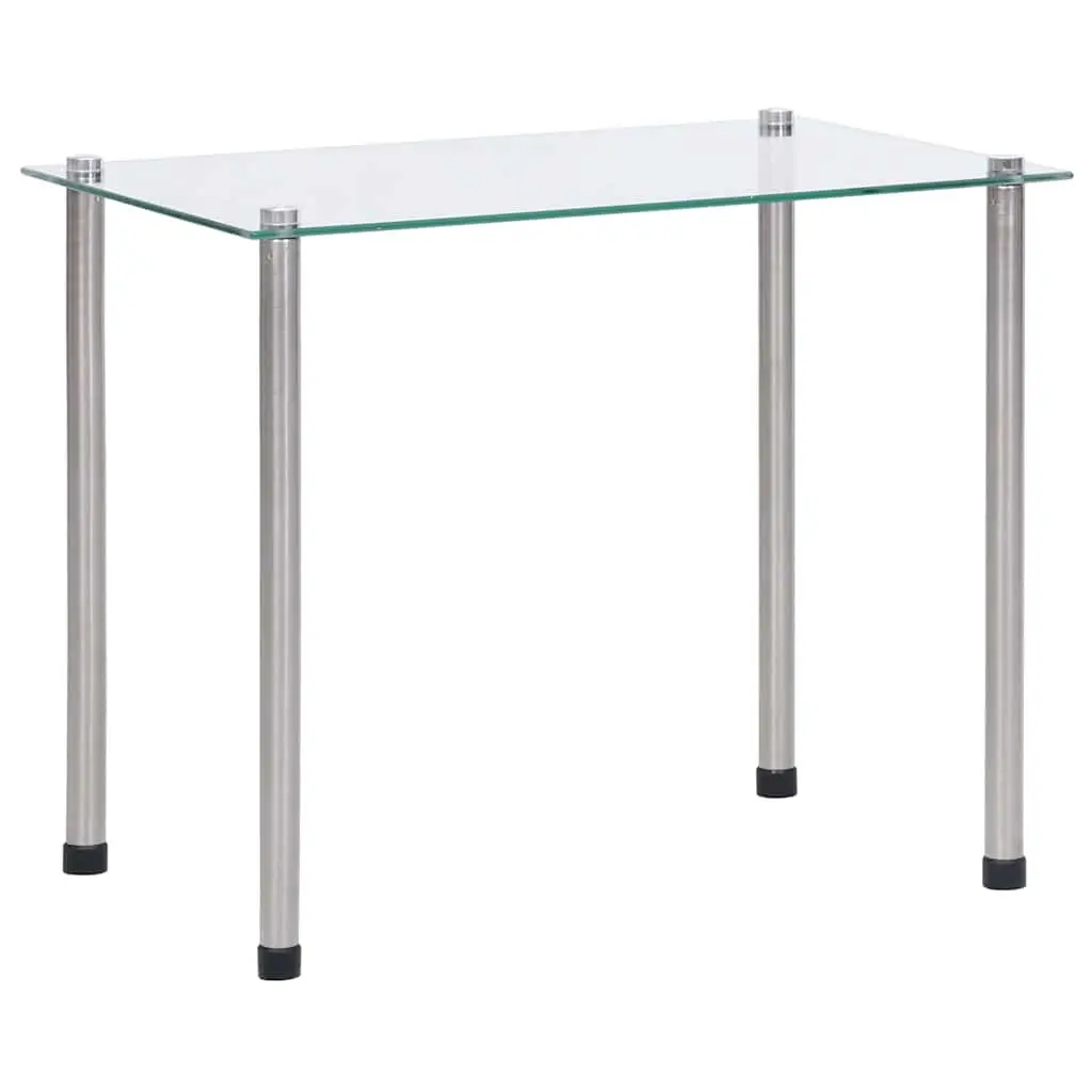 Nesting Tables Set 3 Pieces Living Room Transparent Glass Stainless Steel Legs Modern End