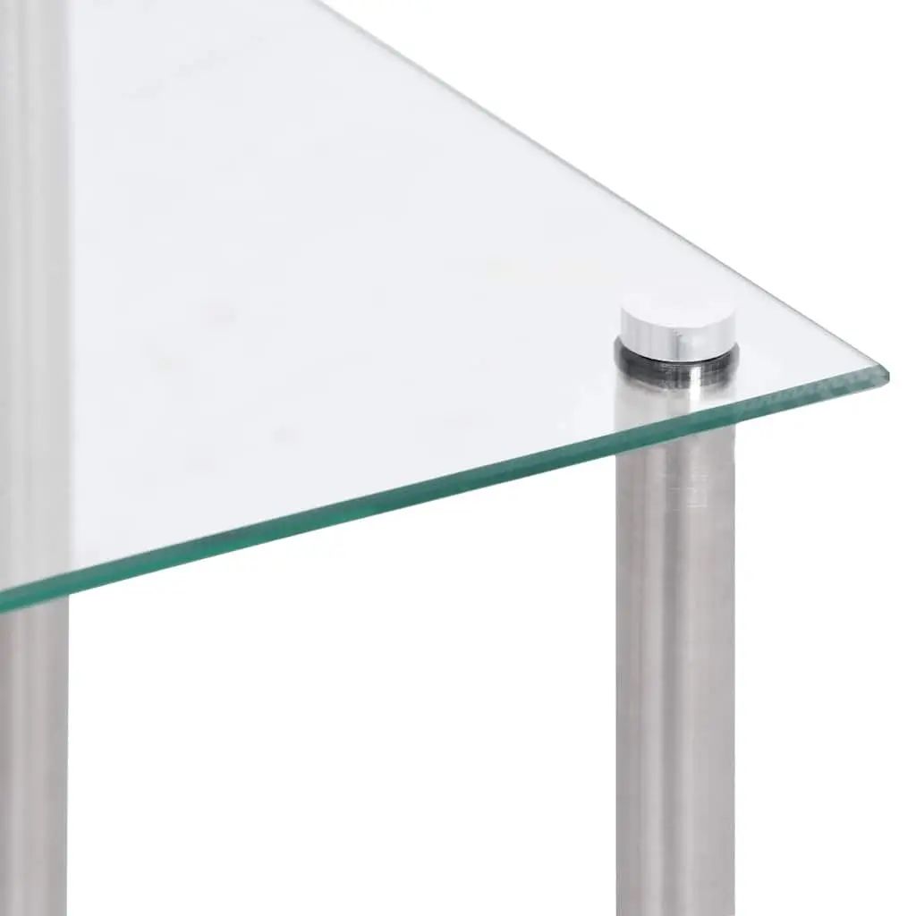 Nesting Tables Set 3 Pieces Living Room Transparent Glass Stainless Steel Legs Modern End