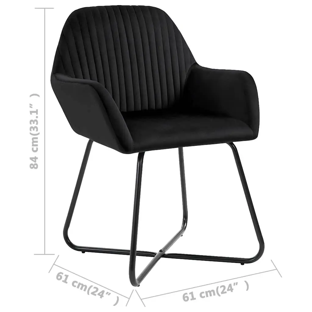 Dining Chairs Kitchen Living Room Black Velvet 2 Piece