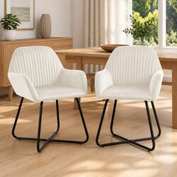 Specifications of Cream Velvet Dining Chairs Set of 2 with Armrests and Backrest